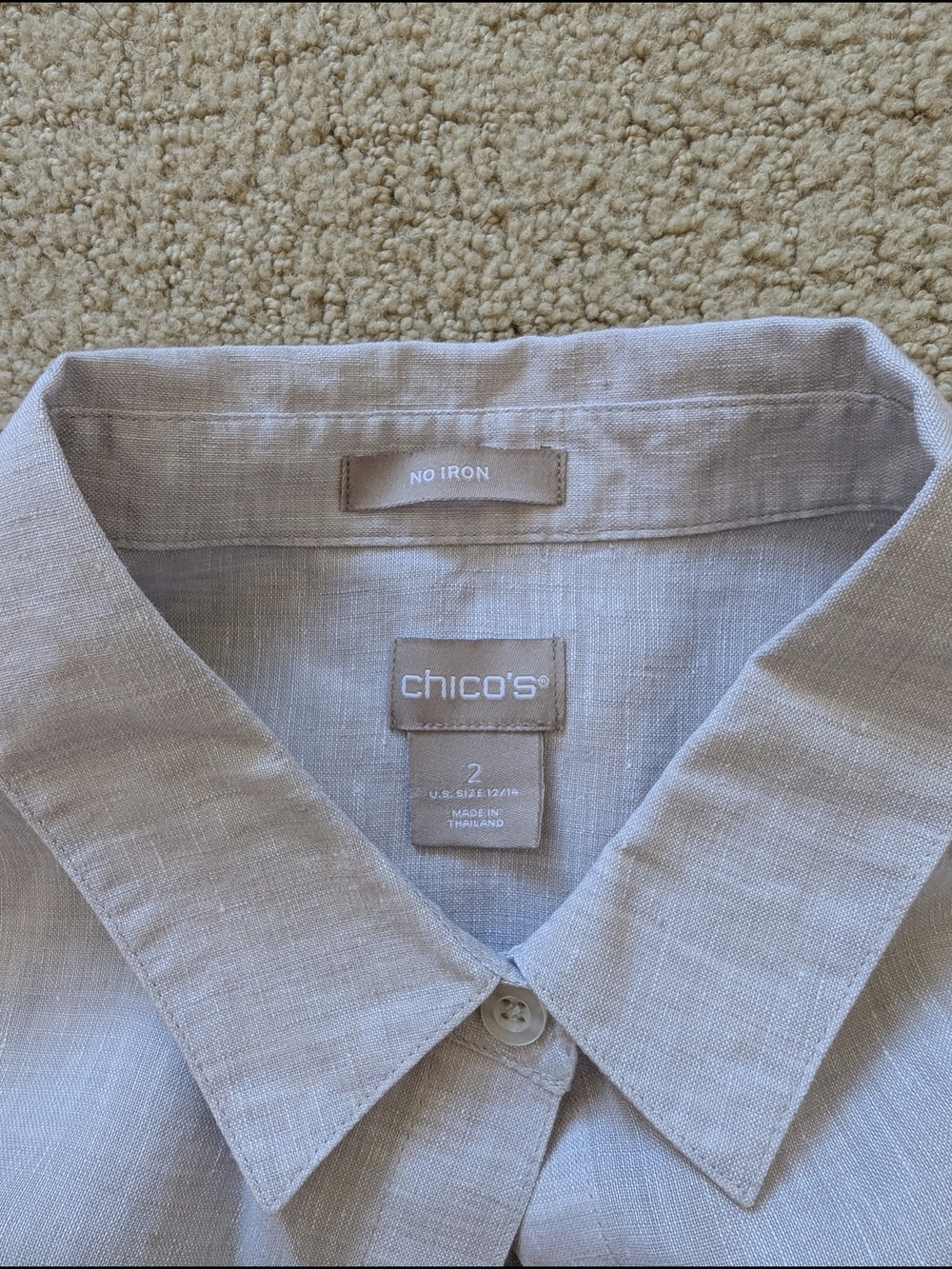Chicos Women 100% Linen 2pc Set Button Up Shirt 2 Pant 2.5 Roll Up Sleeve Belted - Picture 4 of 13